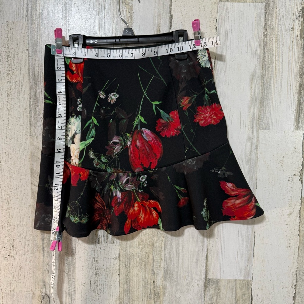 Express Black Skirt with Red Floral Design - Picture 4 of 5